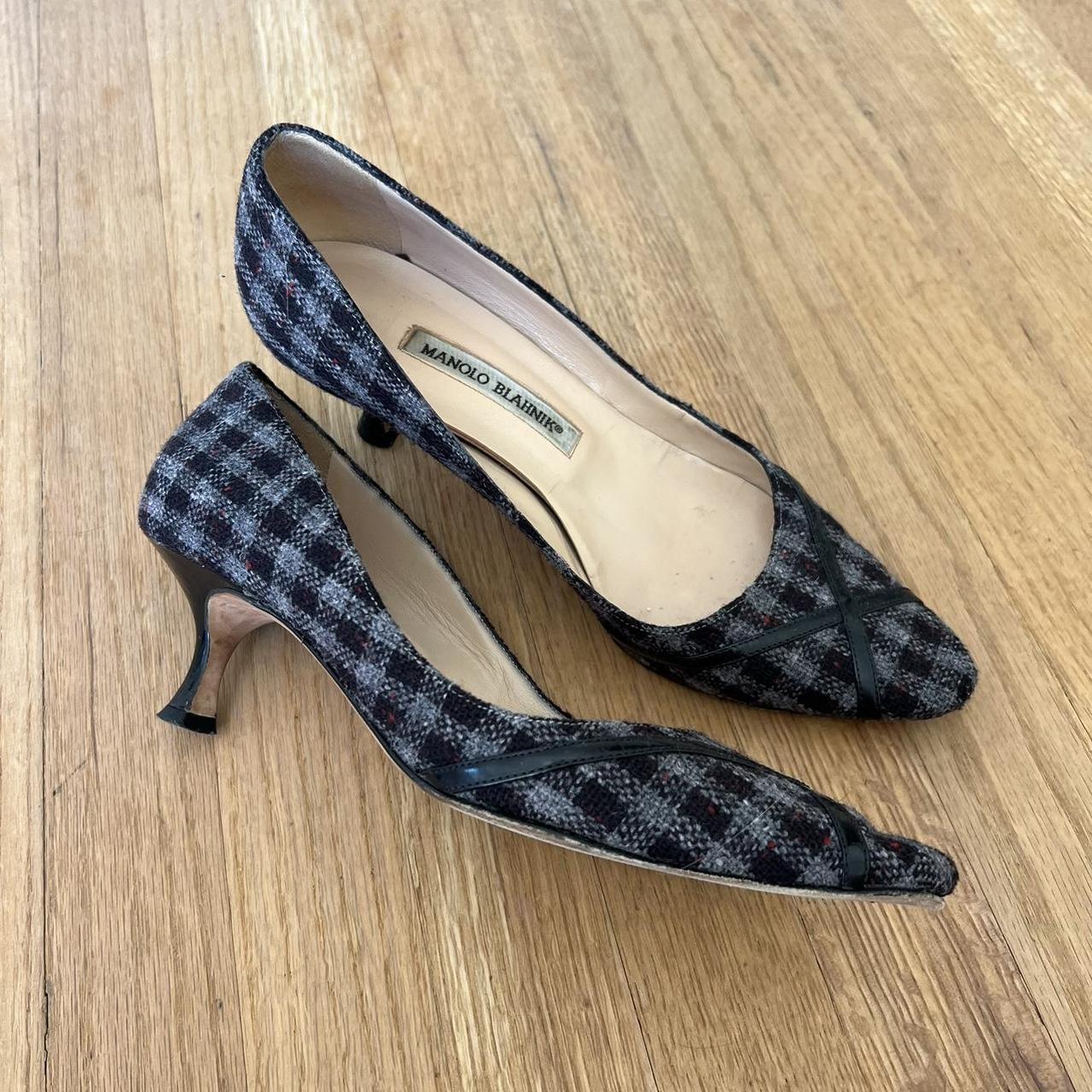 ON HOLD DO NOT BUY Plaid Manolo Blahnik kitten heels... - Depop