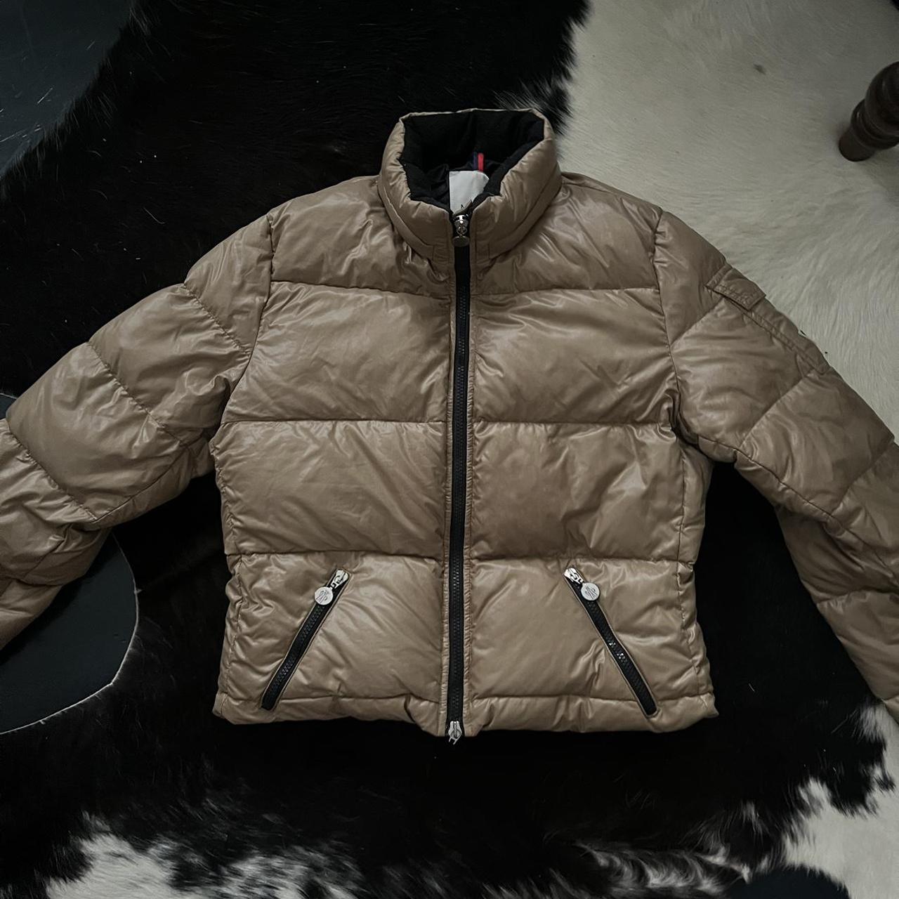 Beige vintage moncler women’s jacket size 4 size... Depop