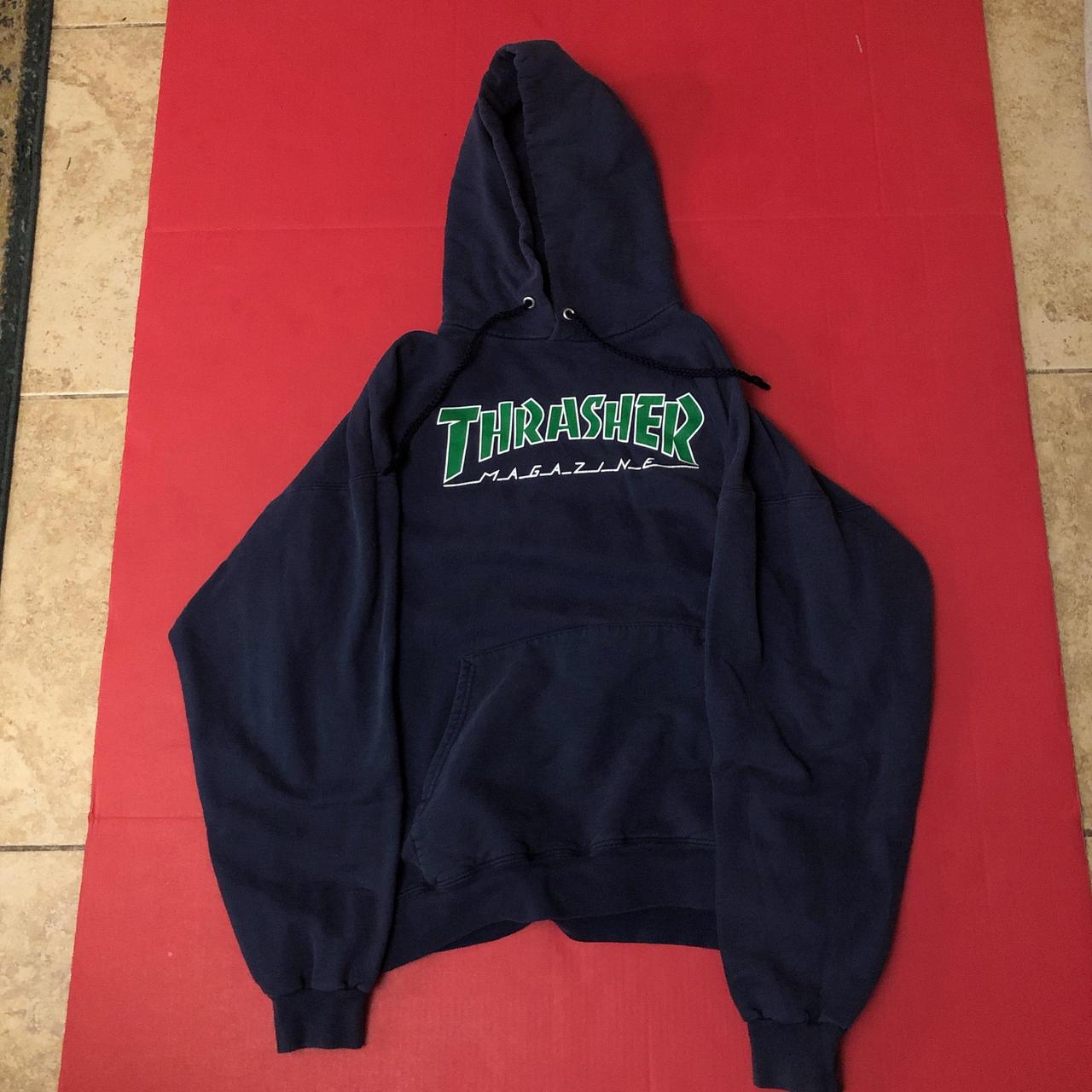 Thrasher blue and green hoodie