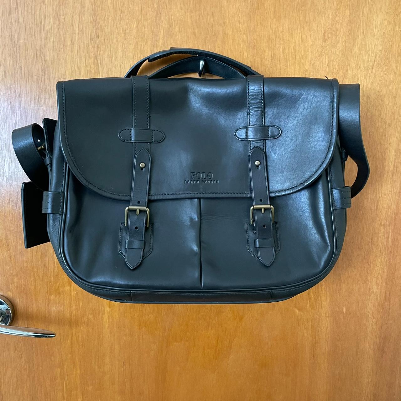 Polo ralph lauren leather messenger bag best sale