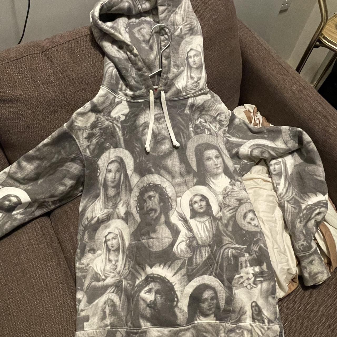 Supreme Jesus And Mary Hooded Sweatshirt Dark Grey Fw18 - Depop