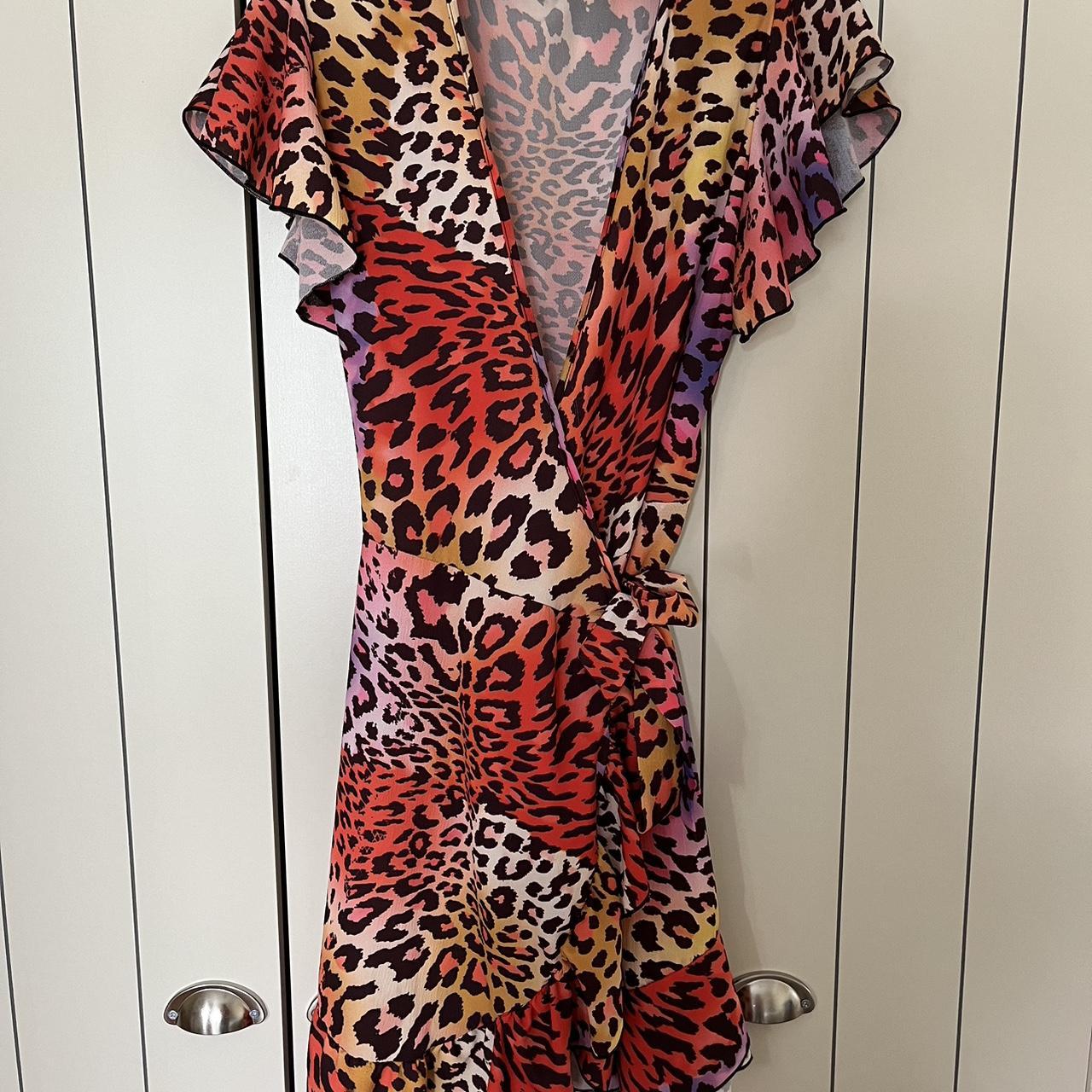 Quiz leopard wrap dress best sale