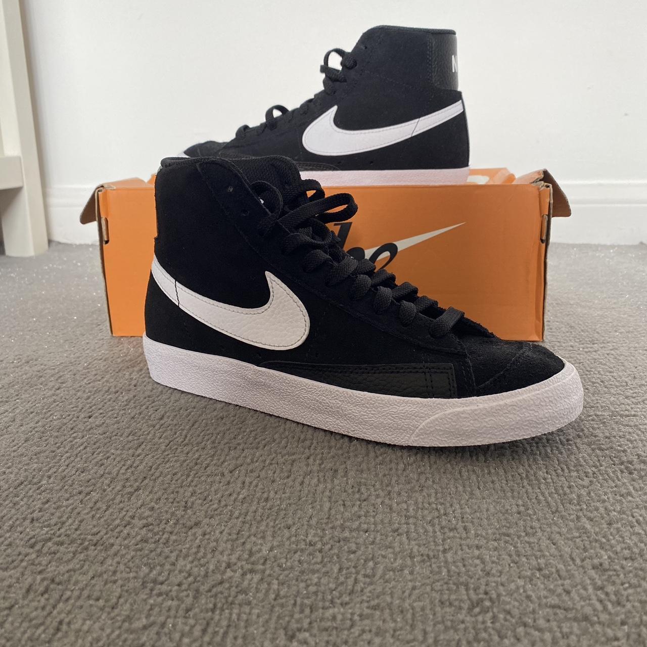 NIKE BLAZERS Nike black/white blazers trainers.... Depop