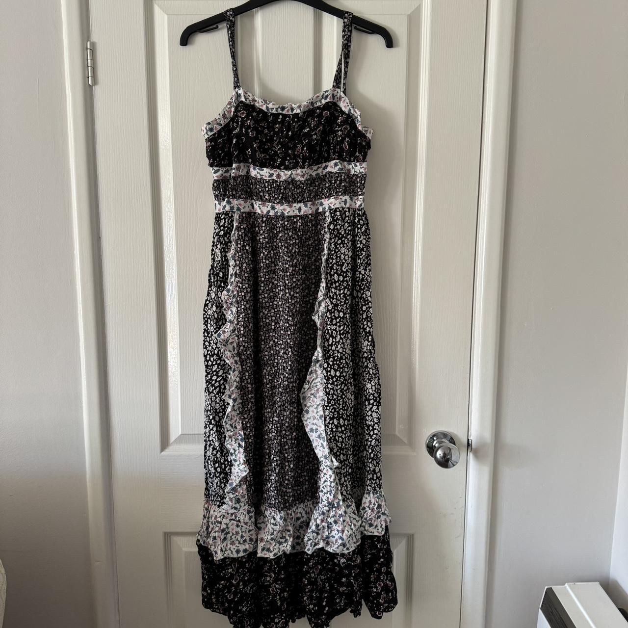 Free people Black slip dress with lace and mesh Depop