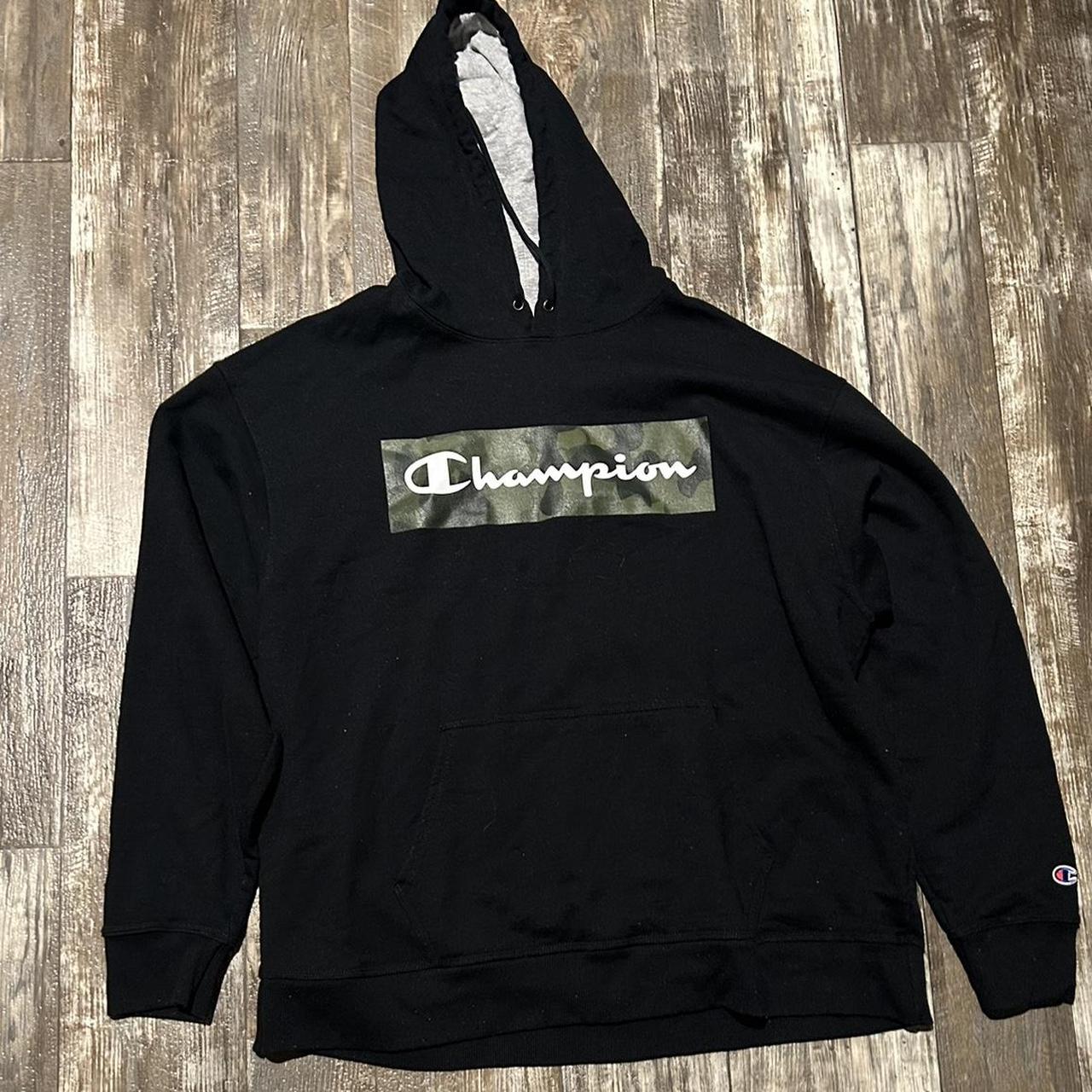 Black camo champion hoodie sale