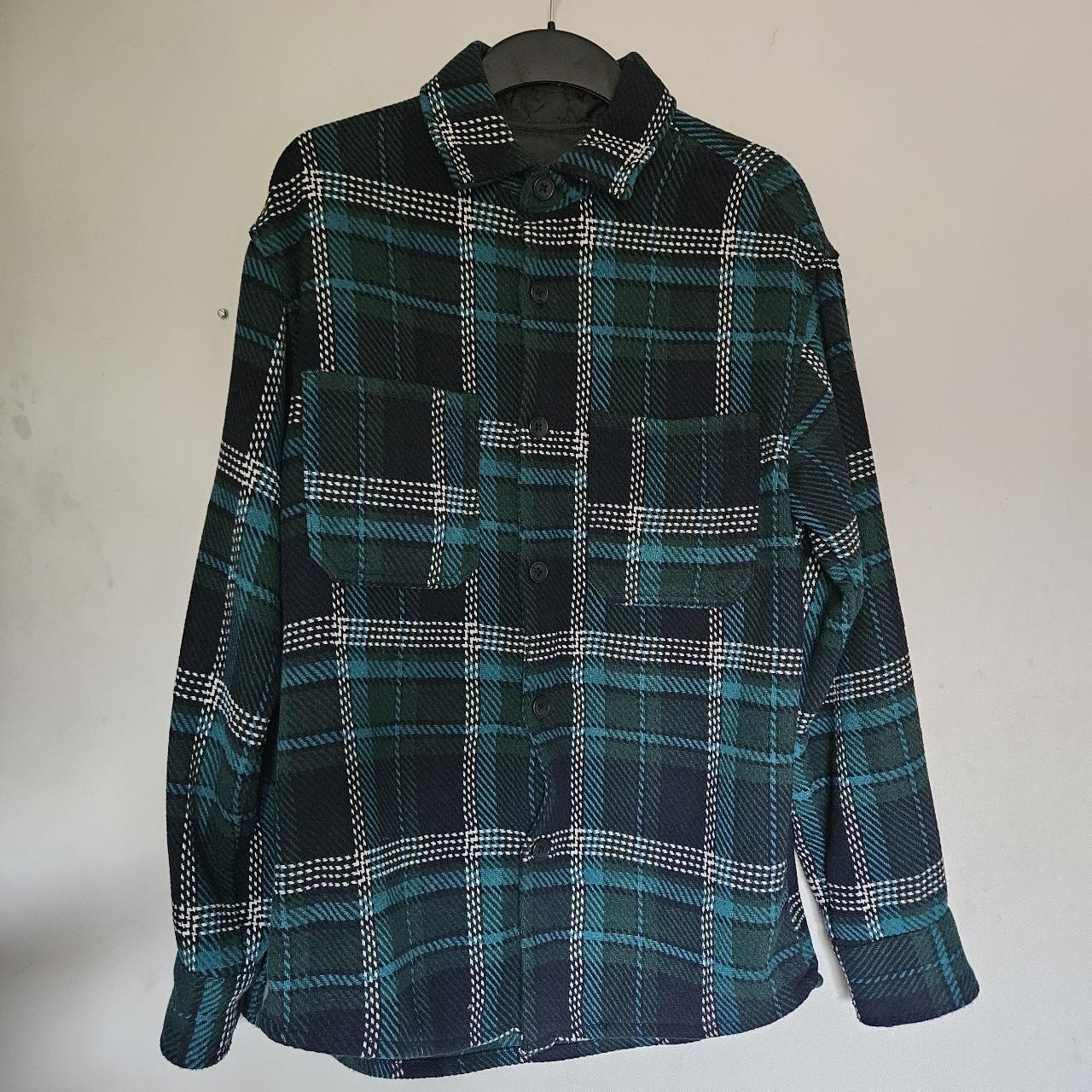 H&M Relaxed Fit Dark Turquoise Checkered - Main Image