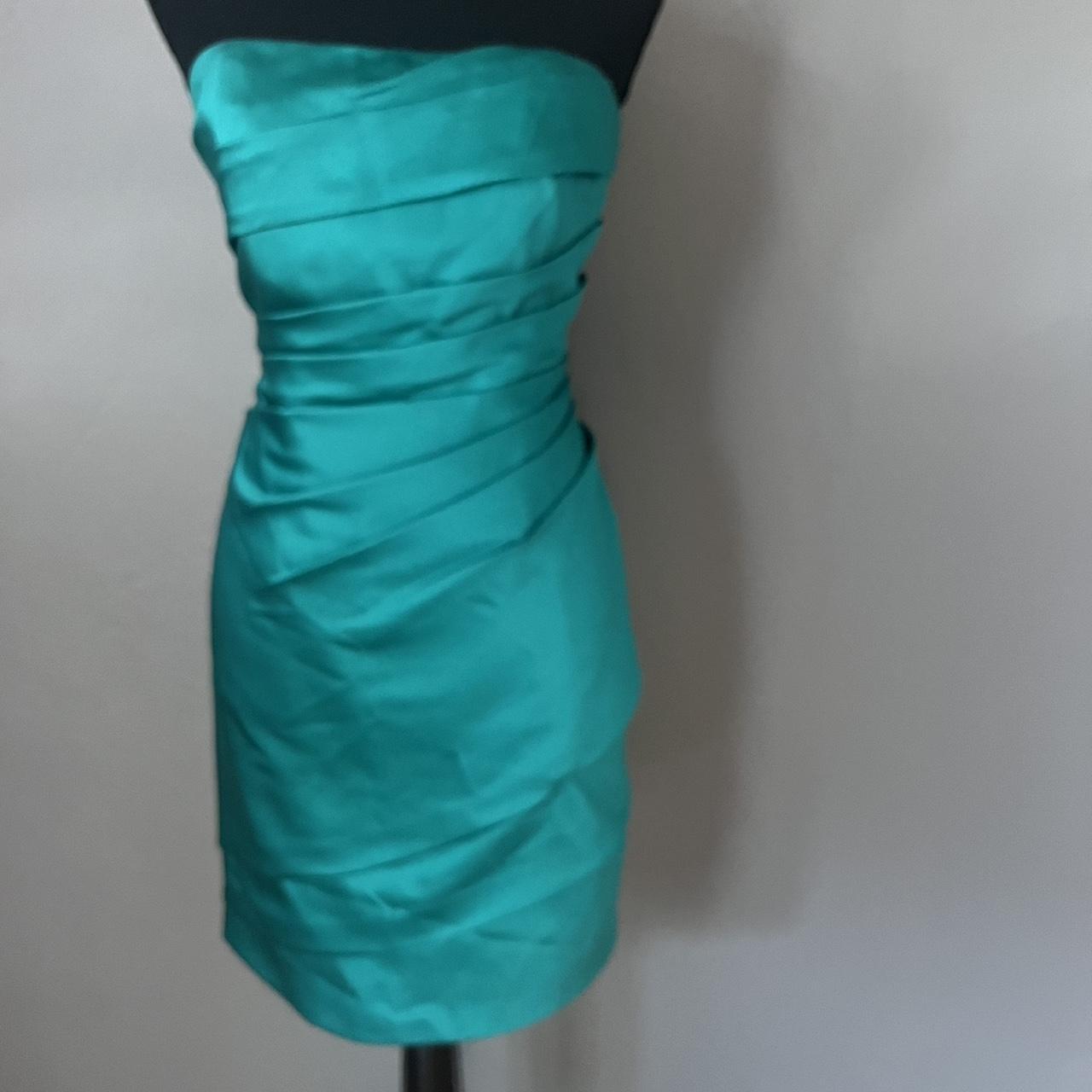 David bridals satin turquoise dress size 8. Depop