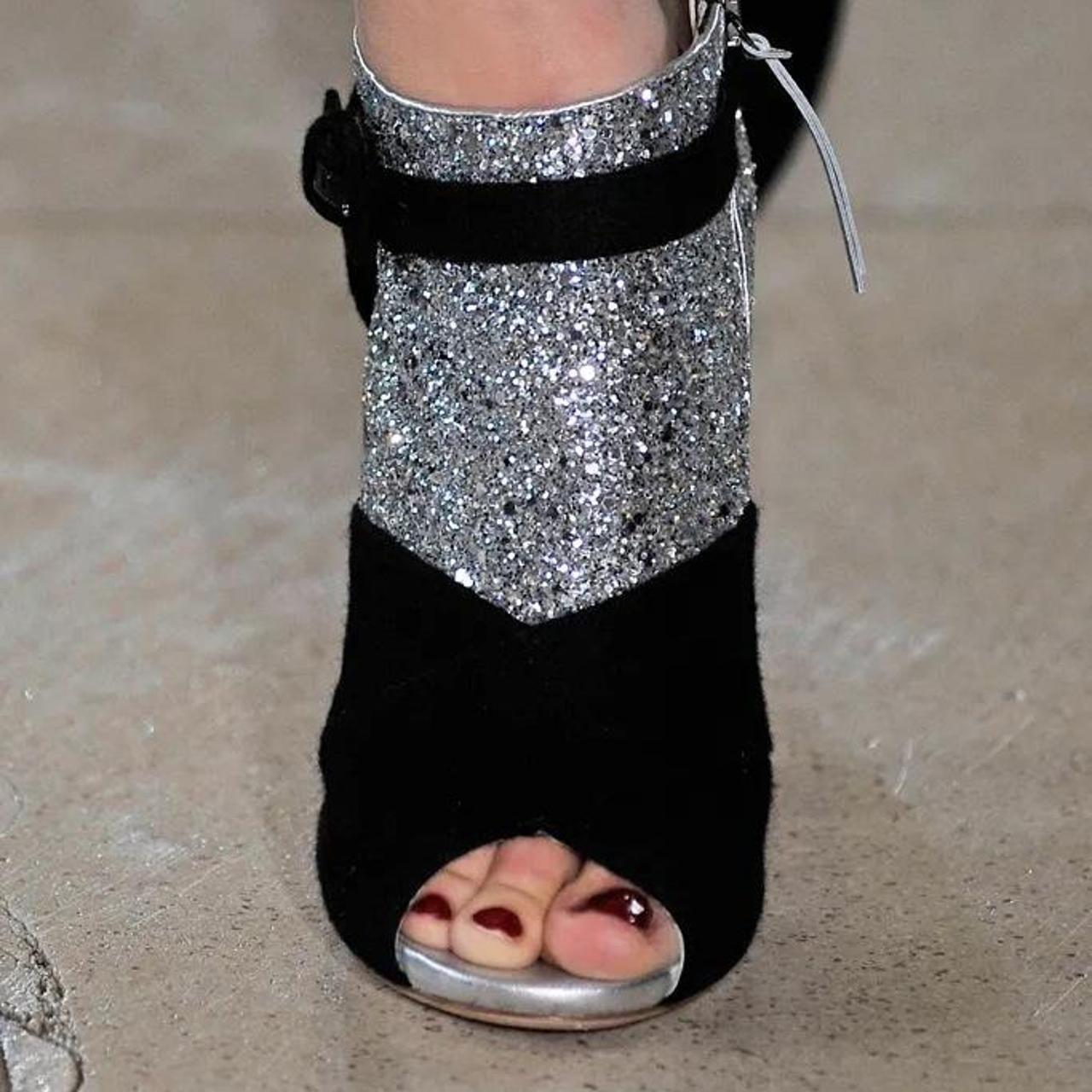 Miu Miu runway collection silver glitter + black | Depop