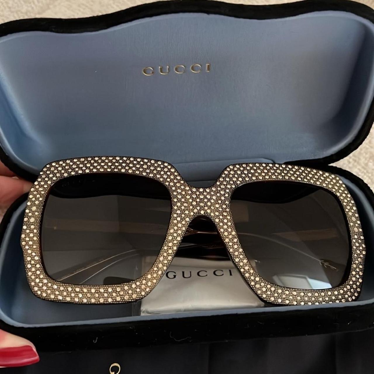 Gucci oversized sunglasses with Swarovski crystals | Depop