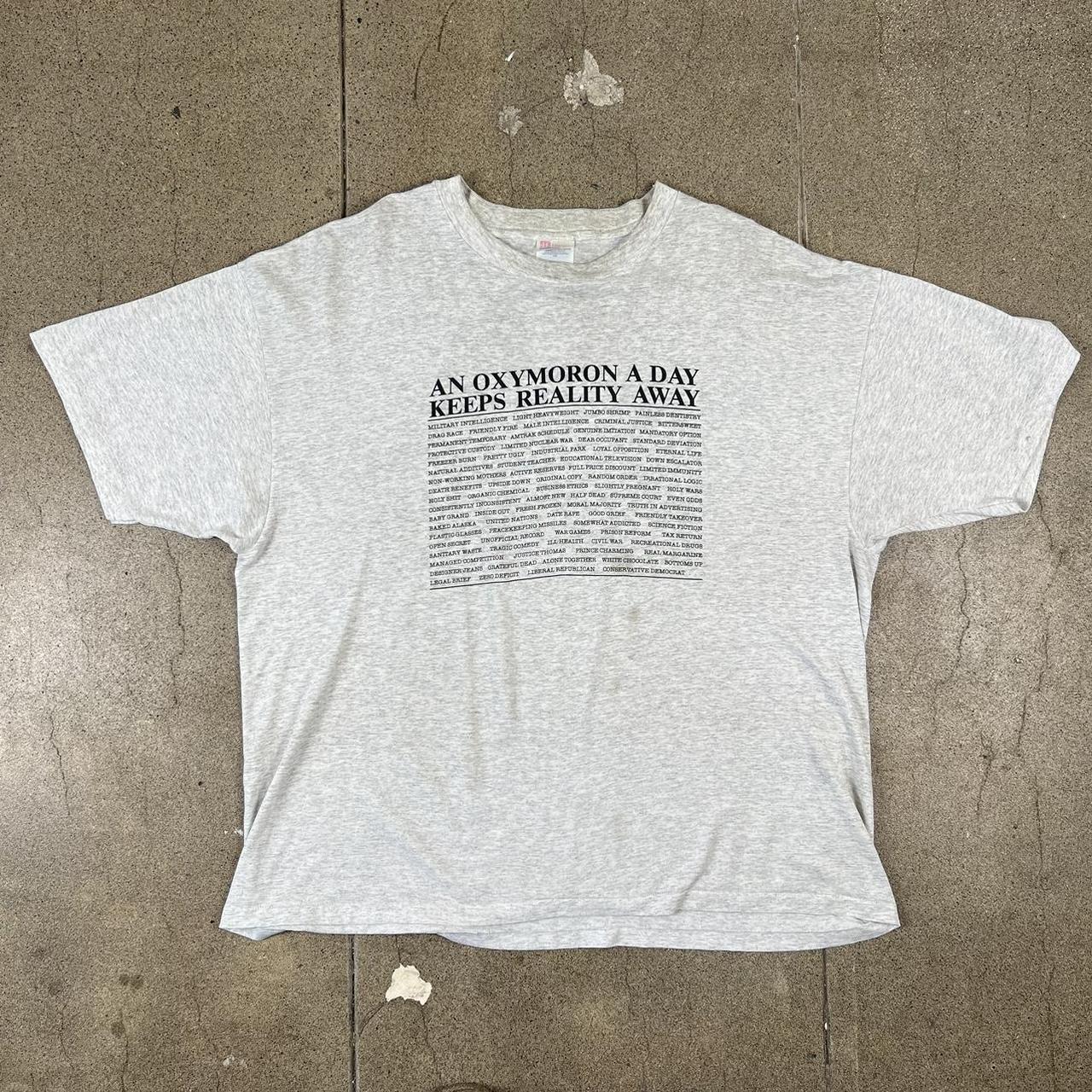 90s oxymoron shirt. Has some staining but still fire - Depop