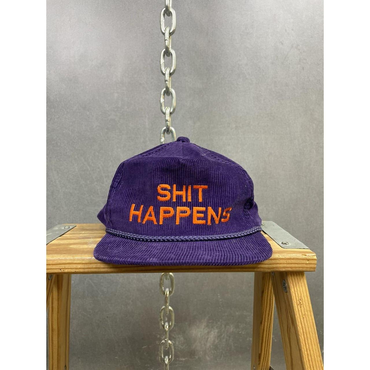 Vintage 1980s 1990s Shit Happens corduroy cap hat | Depop
