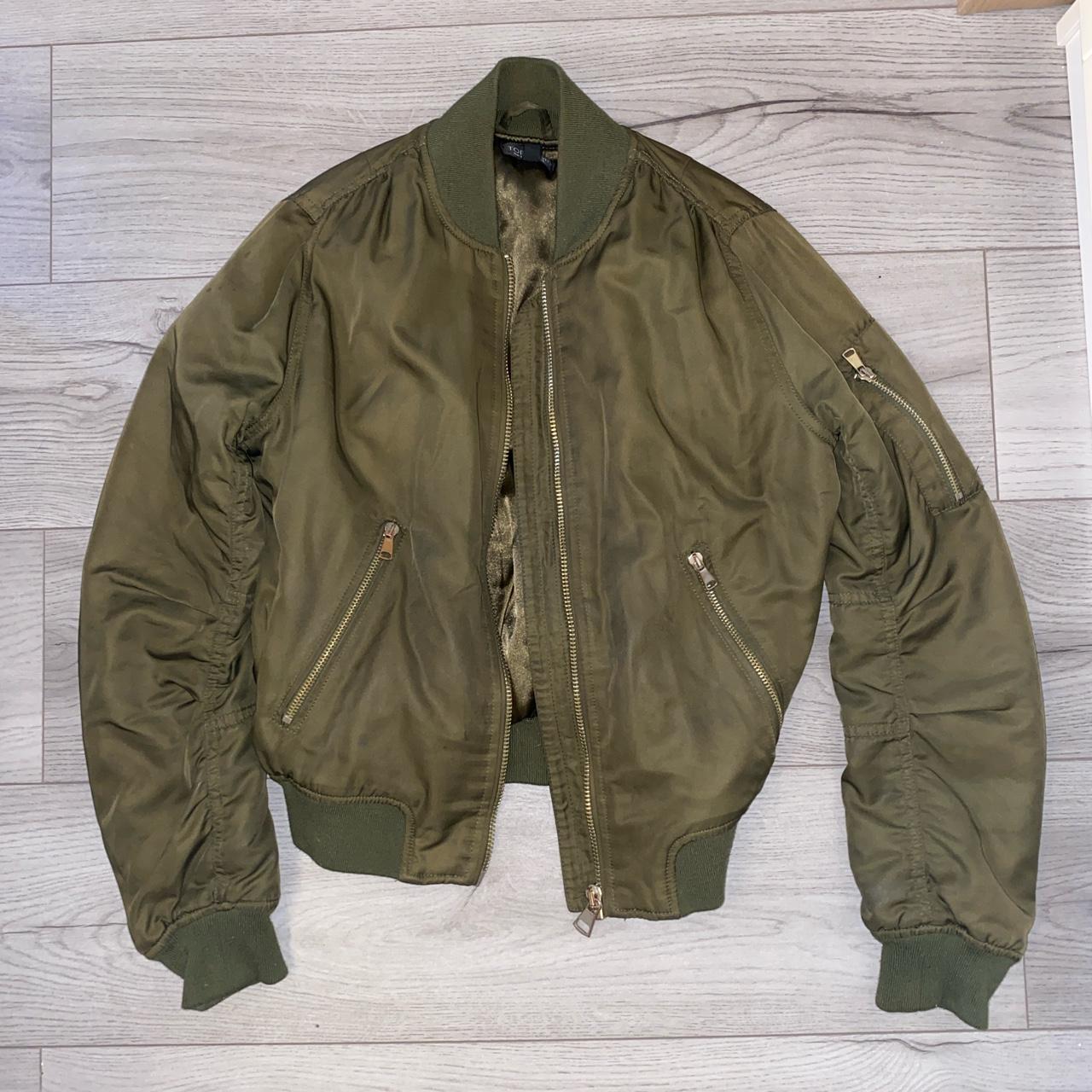 Topshop Women's Khaki and Green Jacket | Depop