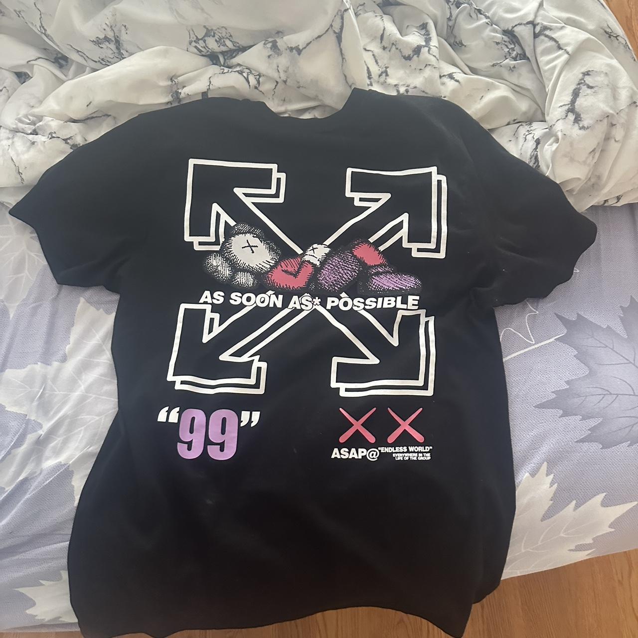 Kaws x off white collar t shirt black | Depop