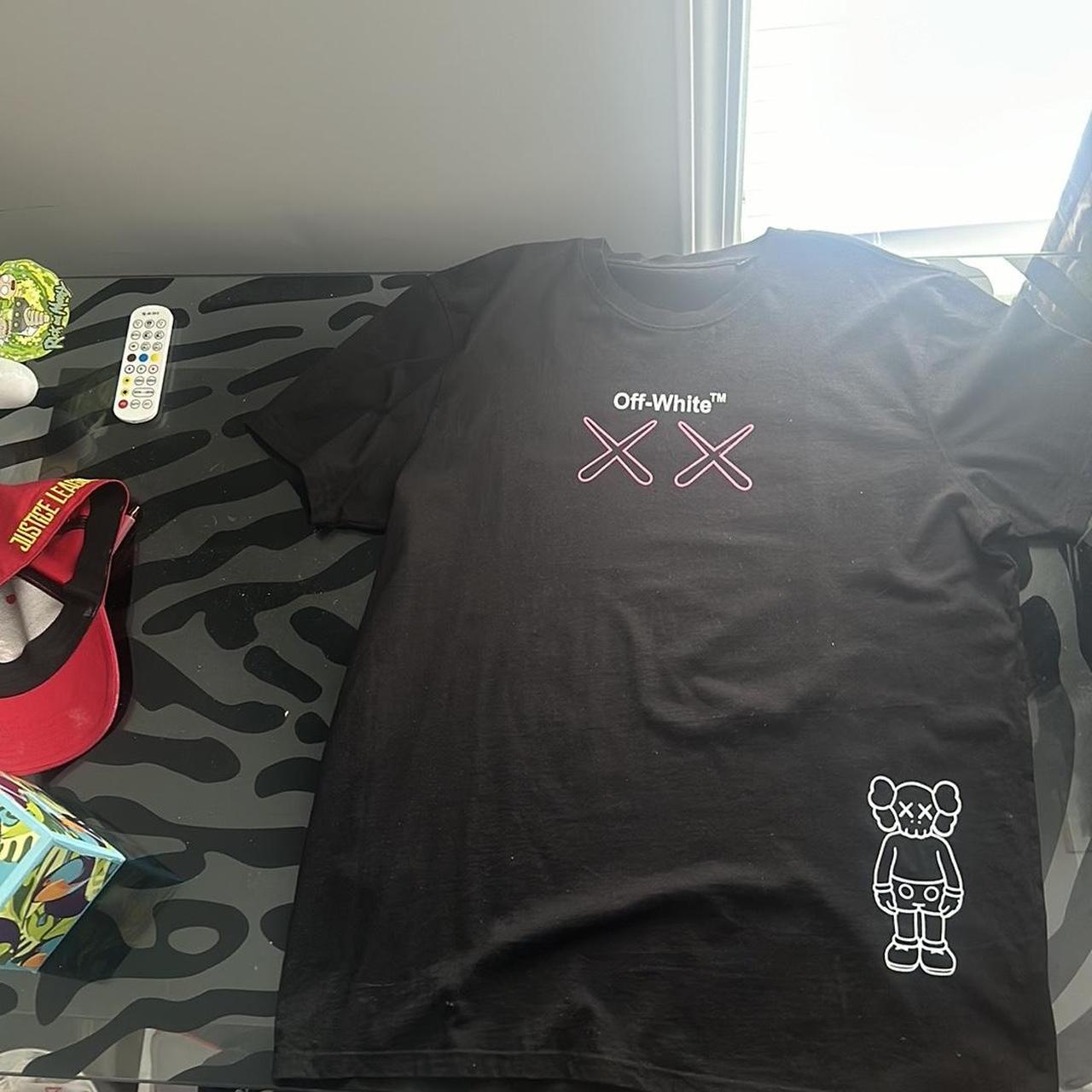 Kaws x off white collar t shirt black | Depop