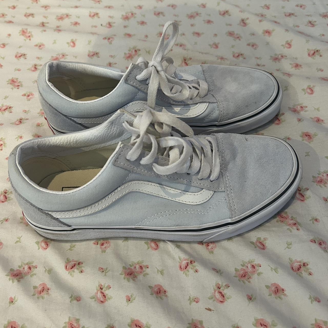 pretty light blue old skool vans size 6 mens. Depop