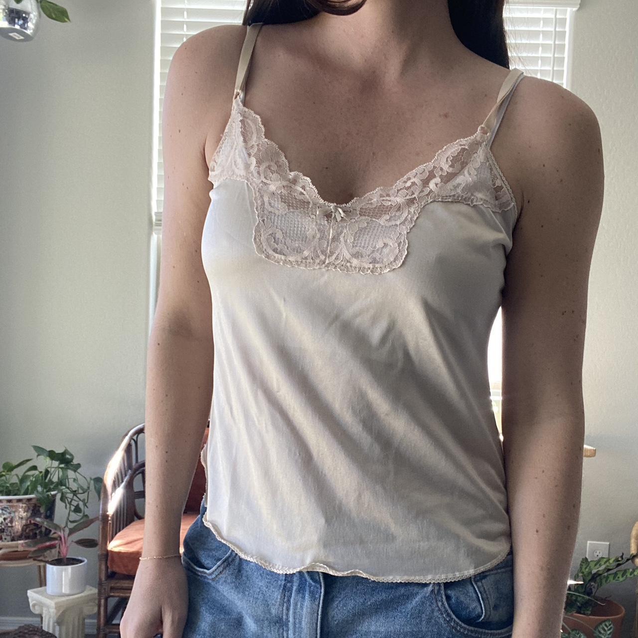トップス nude vintage Camisole Vintage nude slip lingerie style camisole. Lace in | Depop