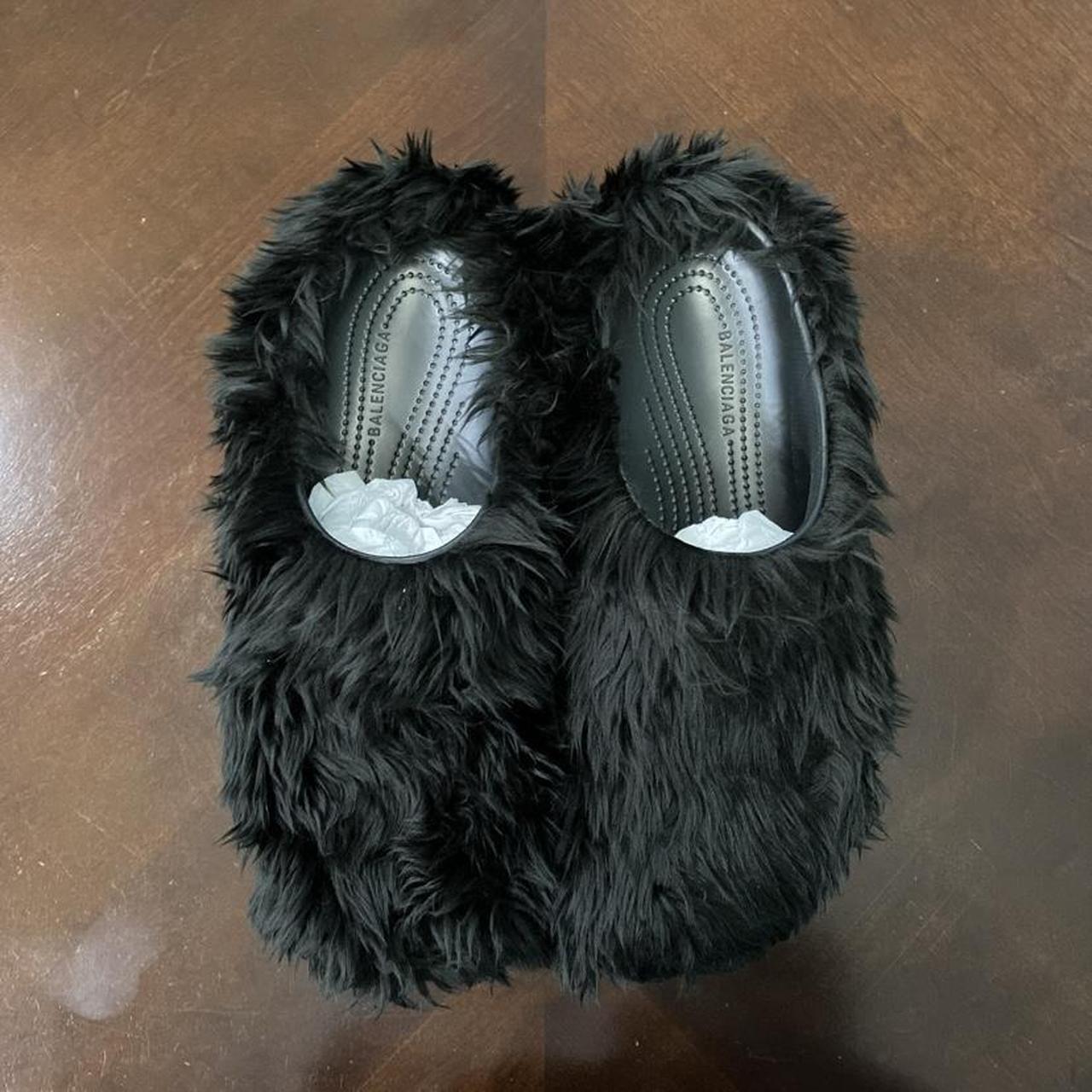 Balenciaga Crocs Mule Fake Fur In Black - Comes with | Depop