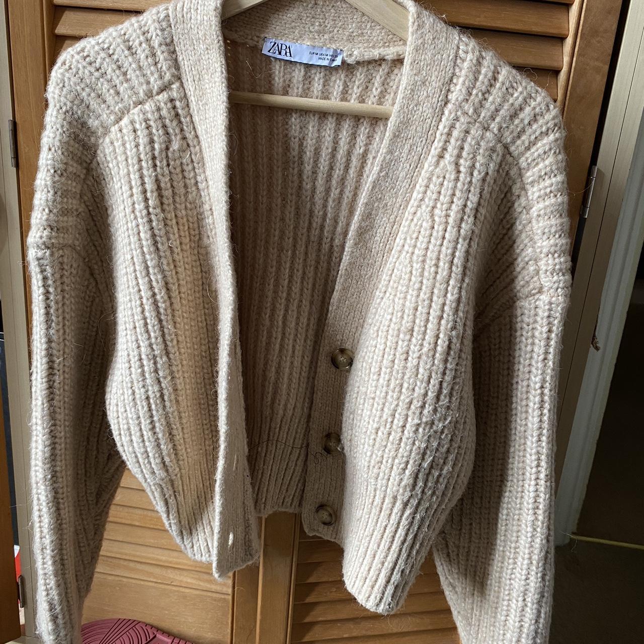 Zara chunky knit cardigan in cream, size medium