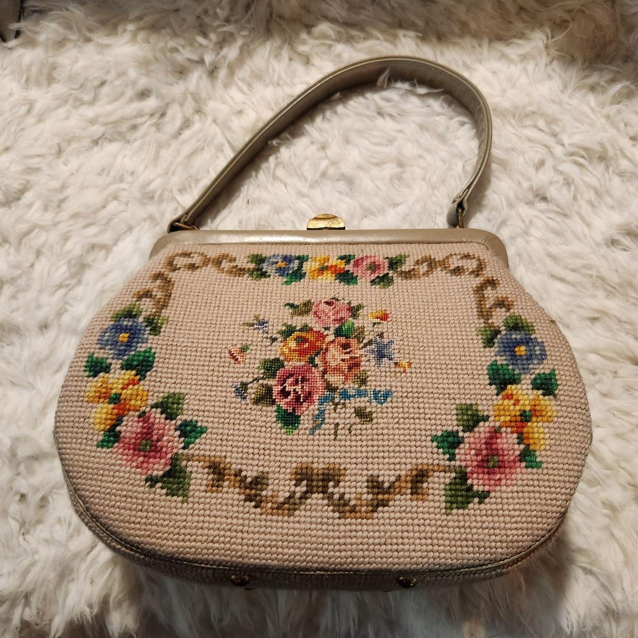 Vintage Floral Needlepoint Embroidered Bag hotsell