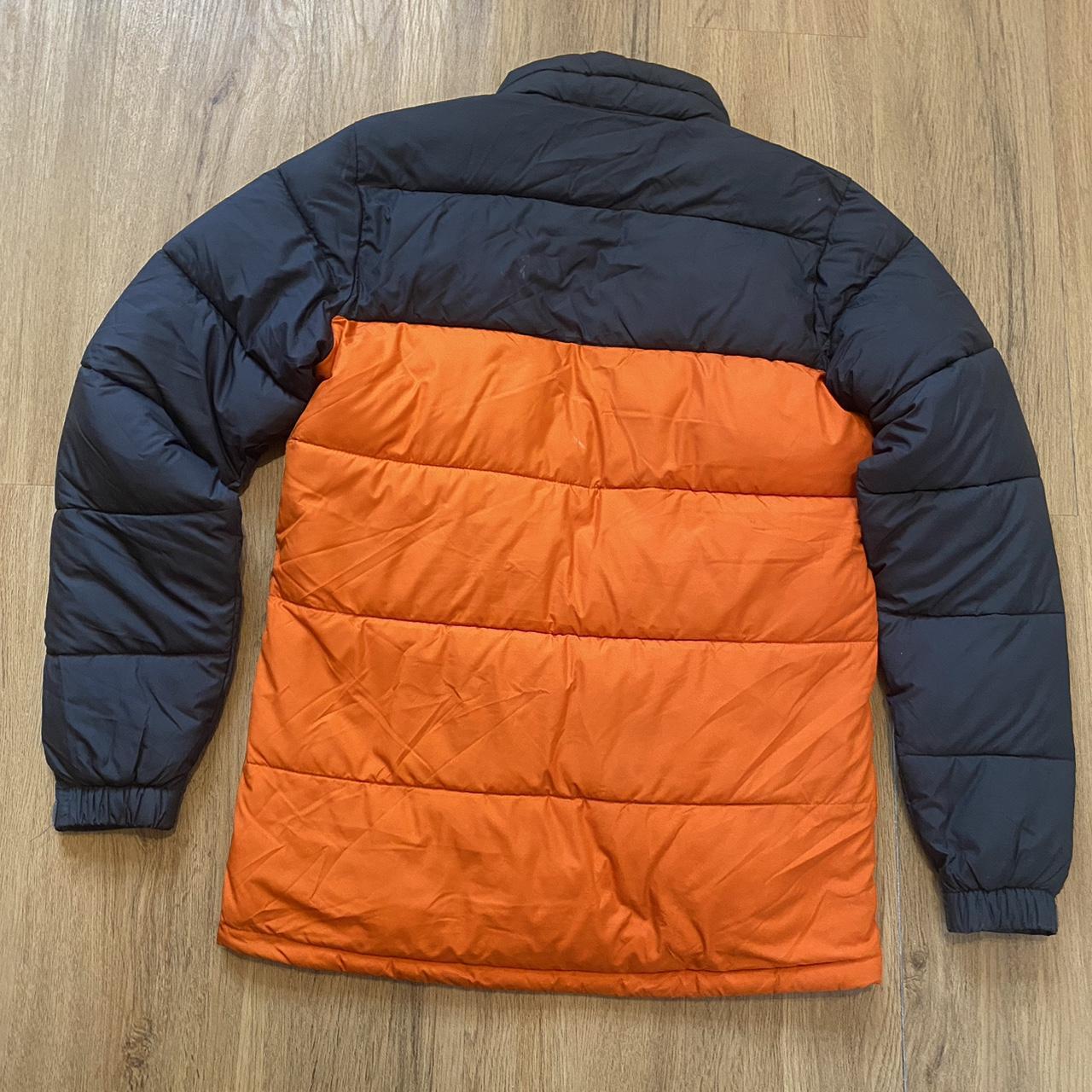 Columbia orange and Black puffer jacket Omni Depop