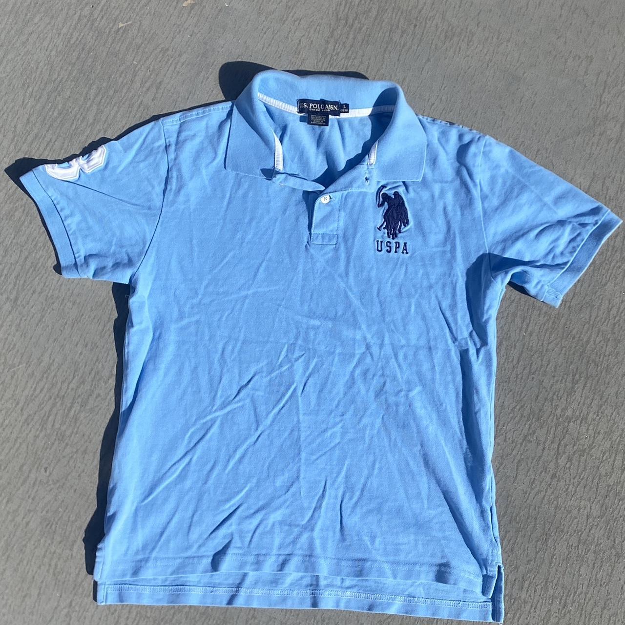 USPA Polo Shirt baby blue pretty much new DM. Depop