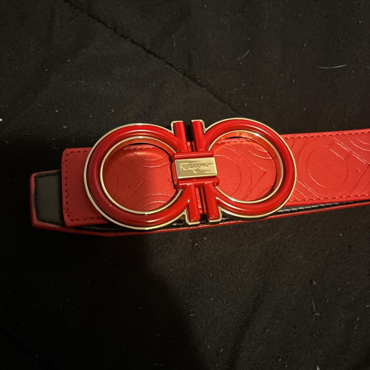 Ferragamo belt red gold best sale