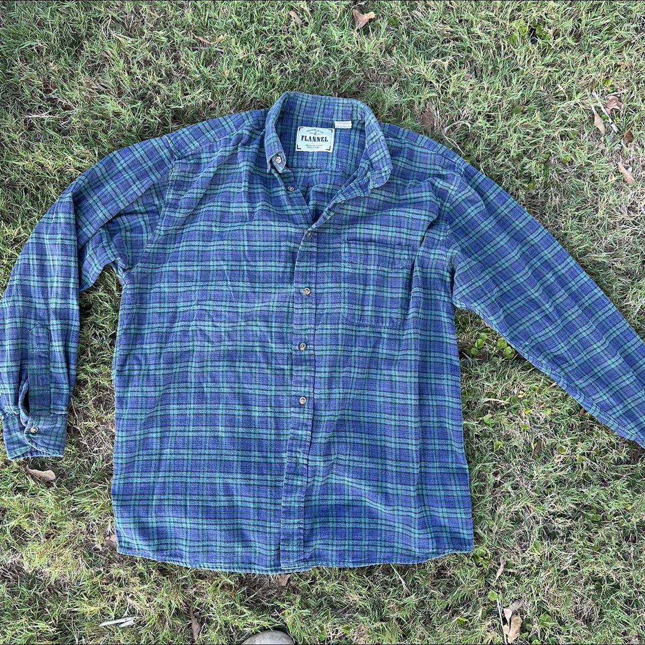 Vintage American Eagle Green & Blue Plaid... Depop