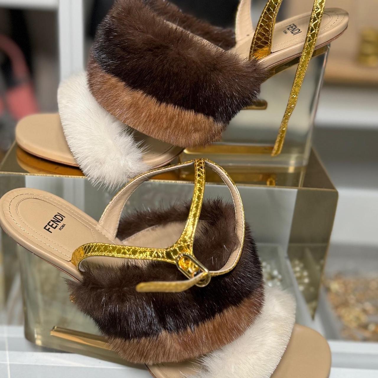 Pink Fendi Sandals With Fur These Shoes Are A Luxurious And