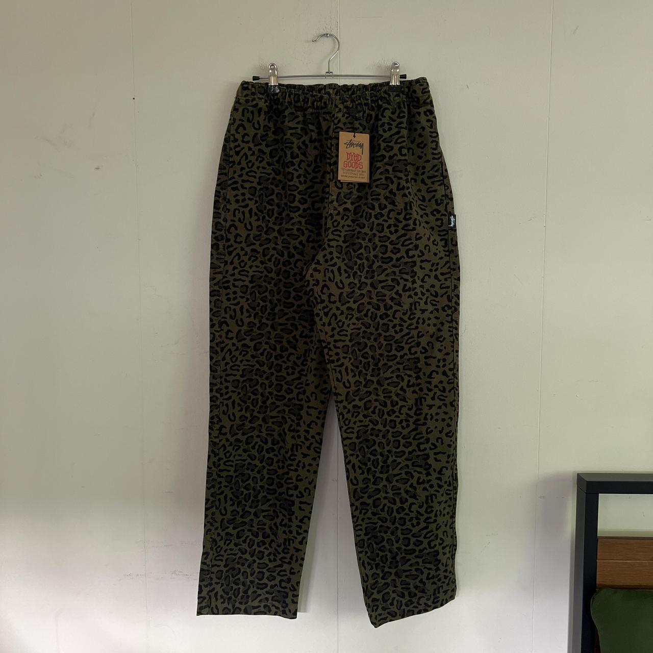 stussy leopard beach pant brand new size men's... - Depop