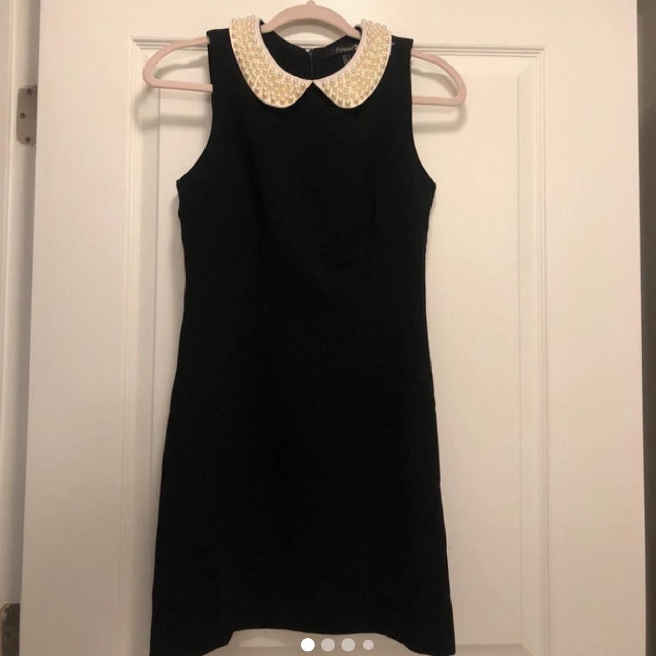 Black dress with white collar forever 21 best sale