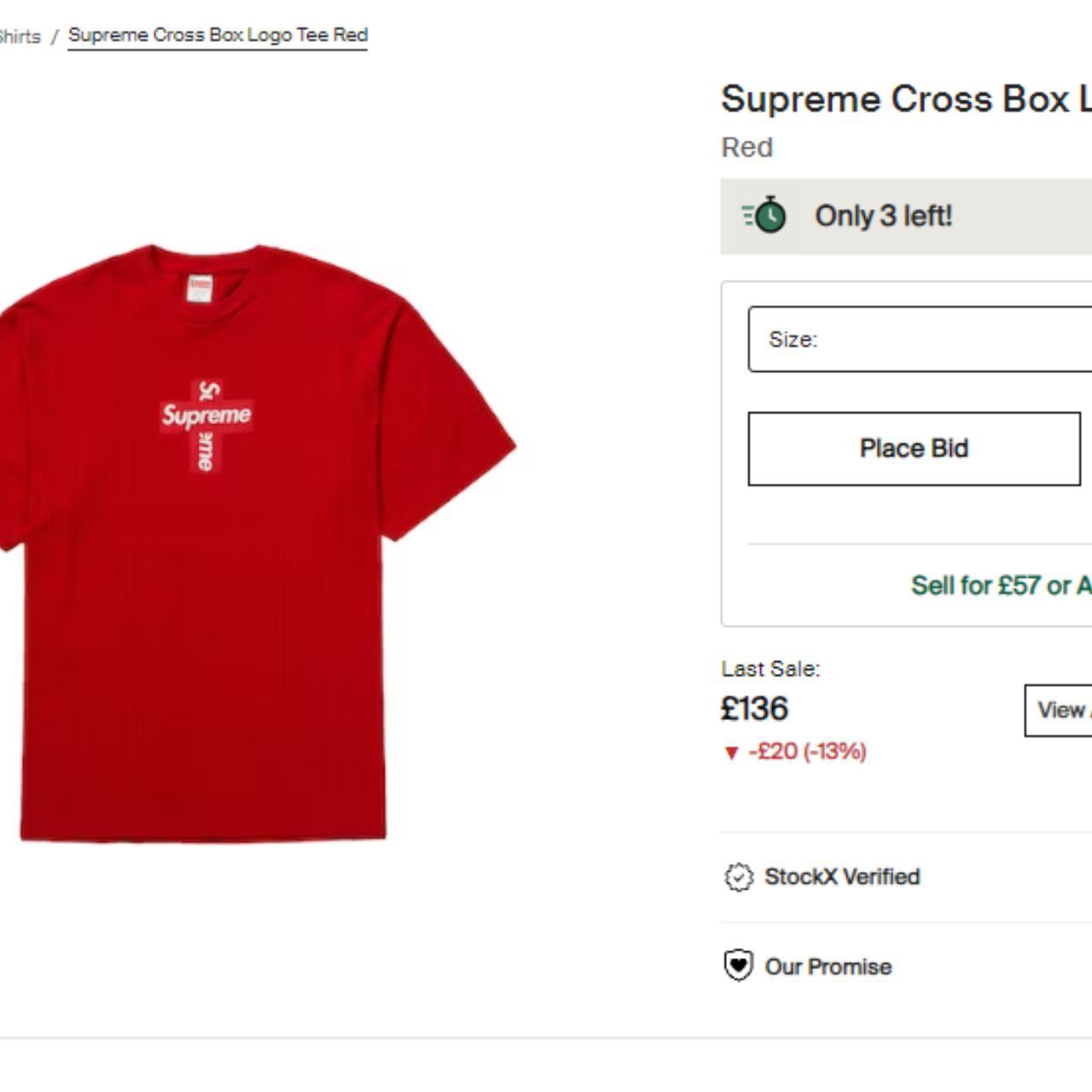 Supreme Cross Box Logo Tee Red XL In mint... - Depop