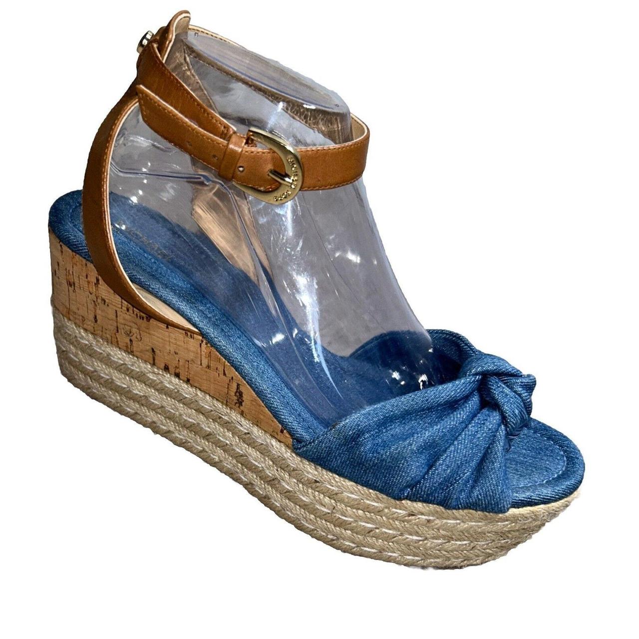 Michael Kors Maxwell Washed Denim Wedge Sandal . Depop