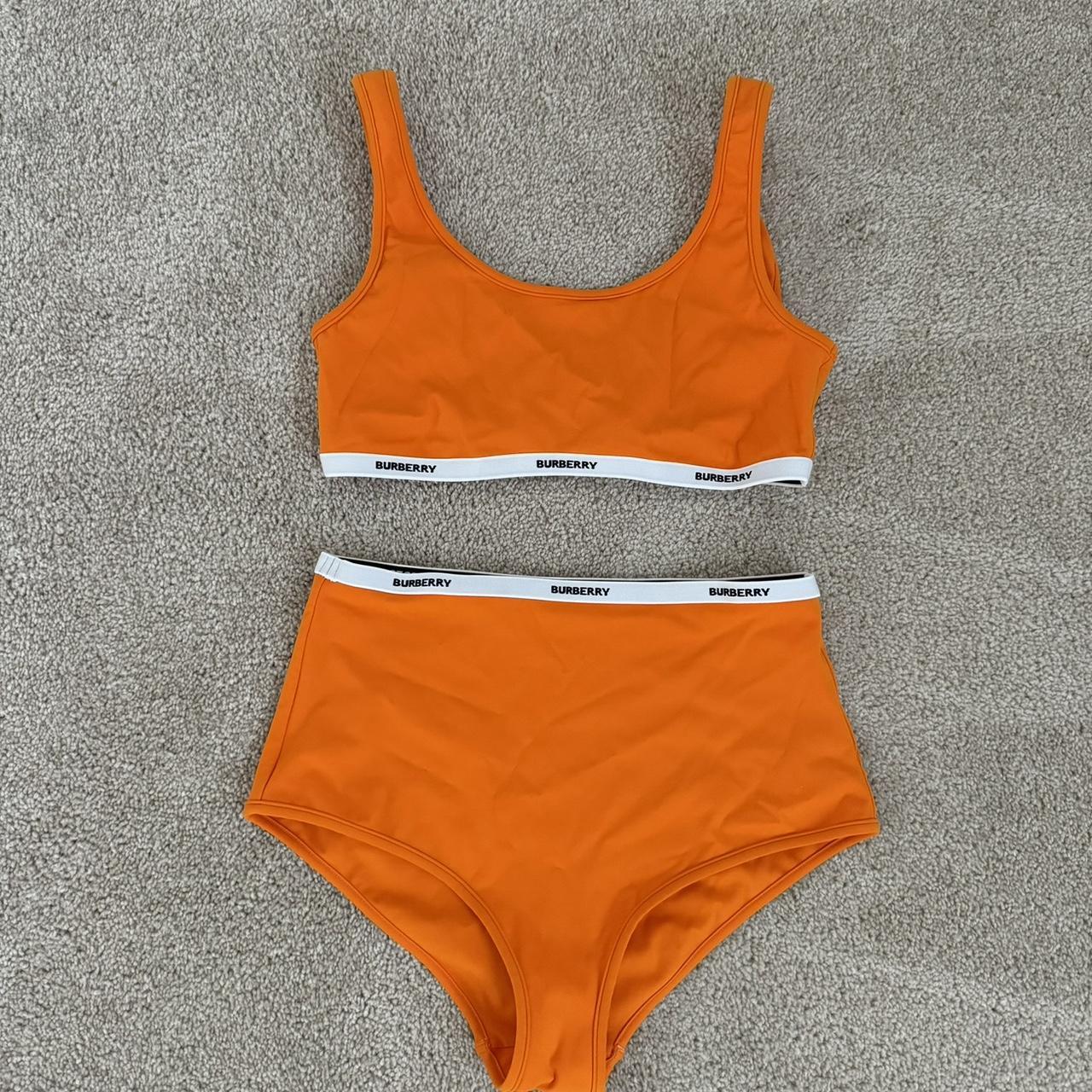 Burberry Swimsuit Orange High Waisted bikini new. Depop