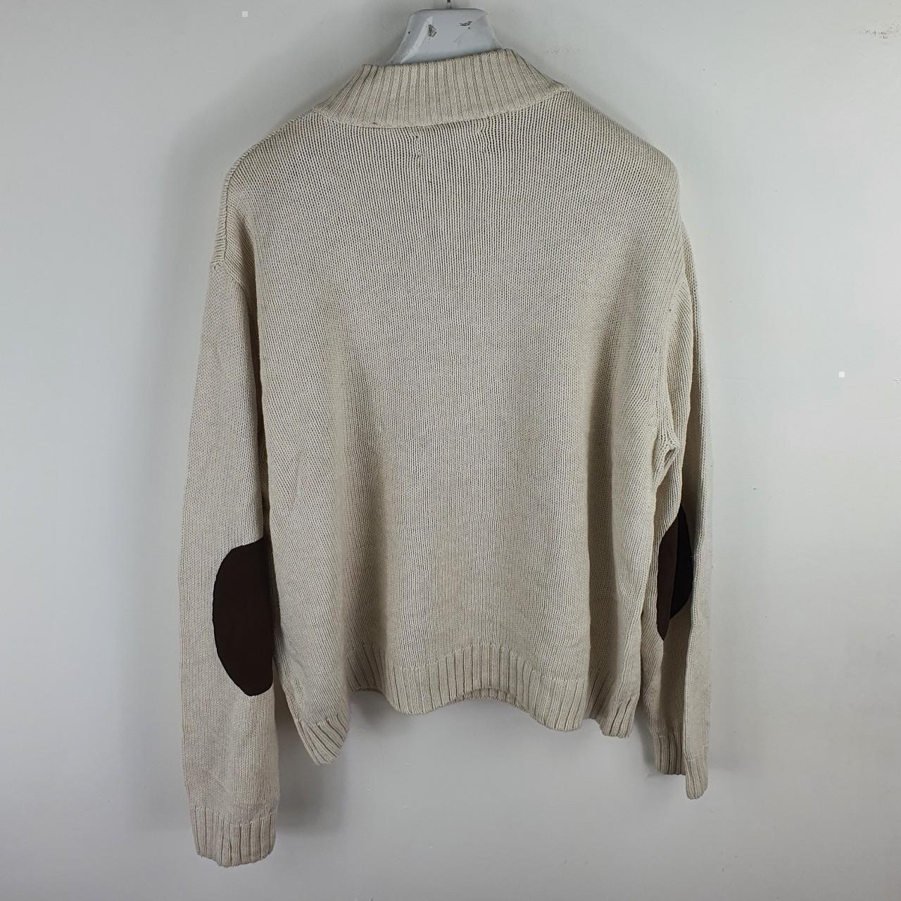 CHAPS QUARTER BUTTON KNIT SWEATSHIRT MENS XXL CREAM... - Depop