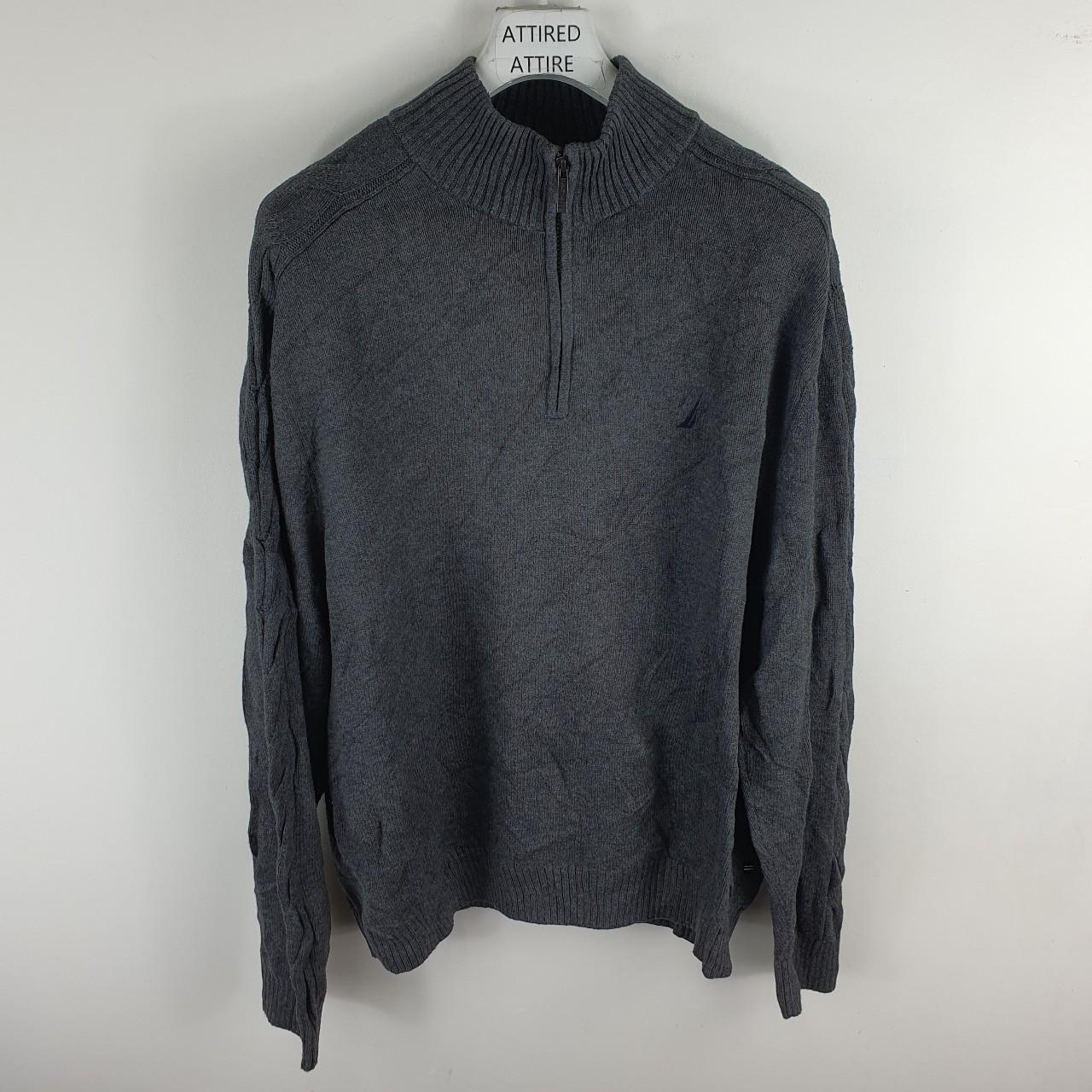 NAUTICA QUARTER ZIP KNIT SWEATSHIRT MENS XXL GREY... - Depop