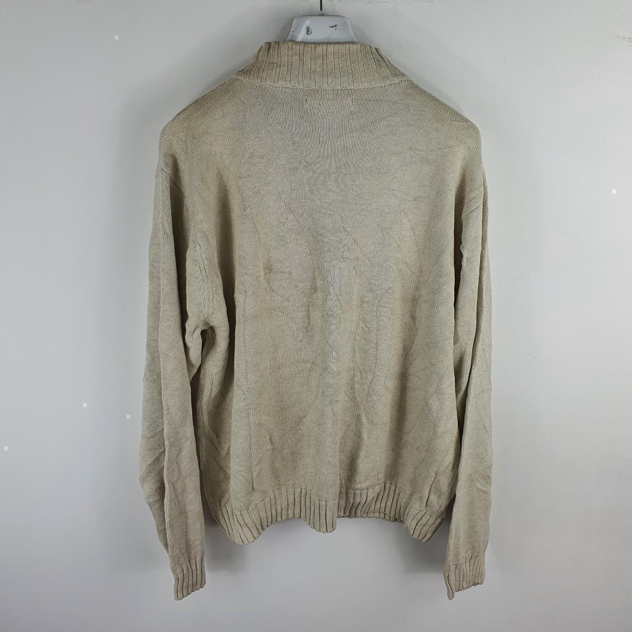 CHAPS QUARTER BUTTON KNIT SWEATSHIRT MENS XXL CREAM... - Depop