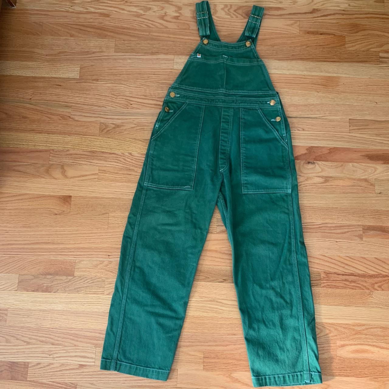 Green fashion and gold overalls