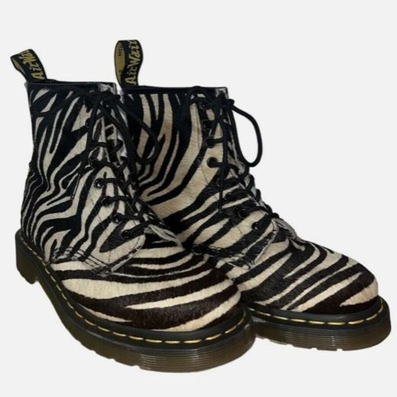 Martins Zebra Print Pony Hair Real Fur Boots size Depop