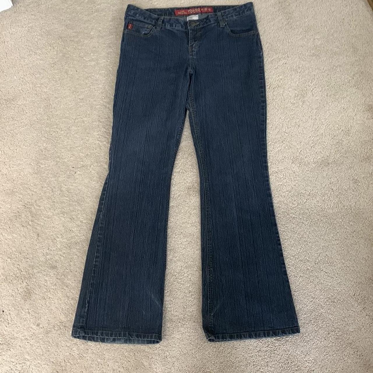 beautiful y2k dark wash low rise flare jeans by a - Depop