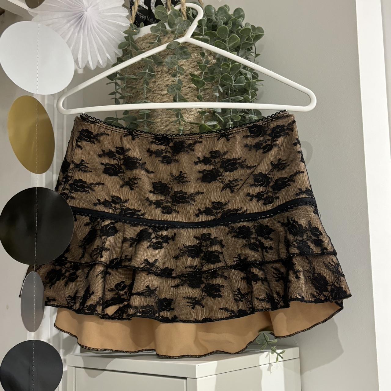 Edikted lace mini skirt with a floral Depop