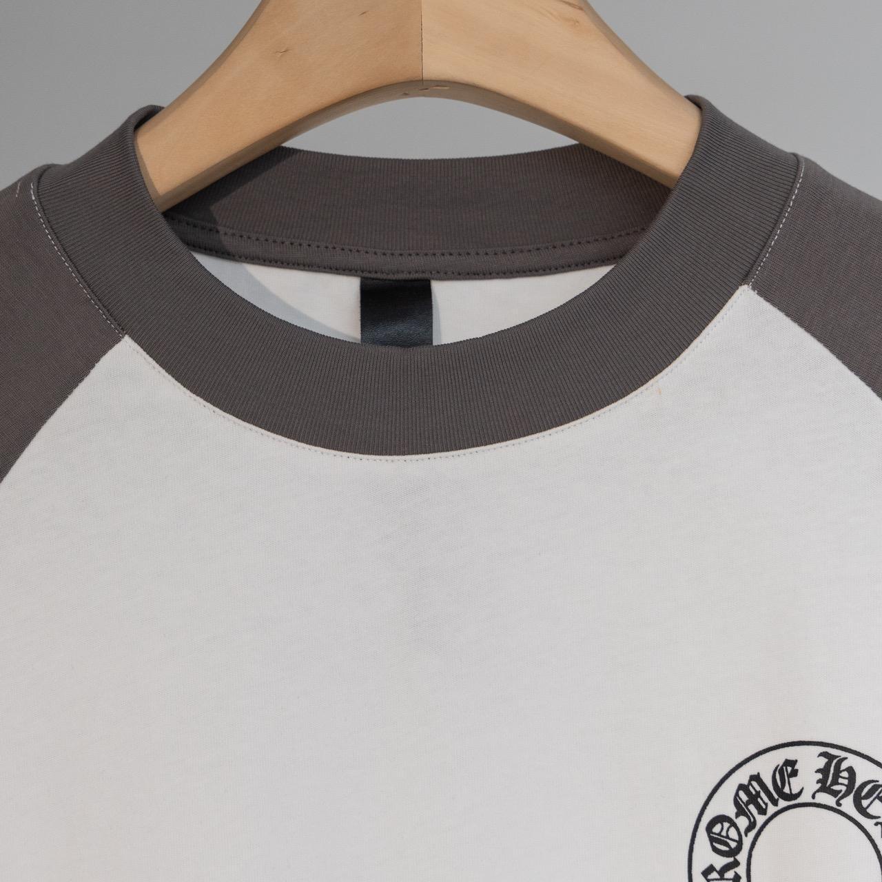 CHROME HEARTSラグラン ロンt ホワイト/グレー raglan Chrome hearts Grey Long sleeve T-shirt | Depop