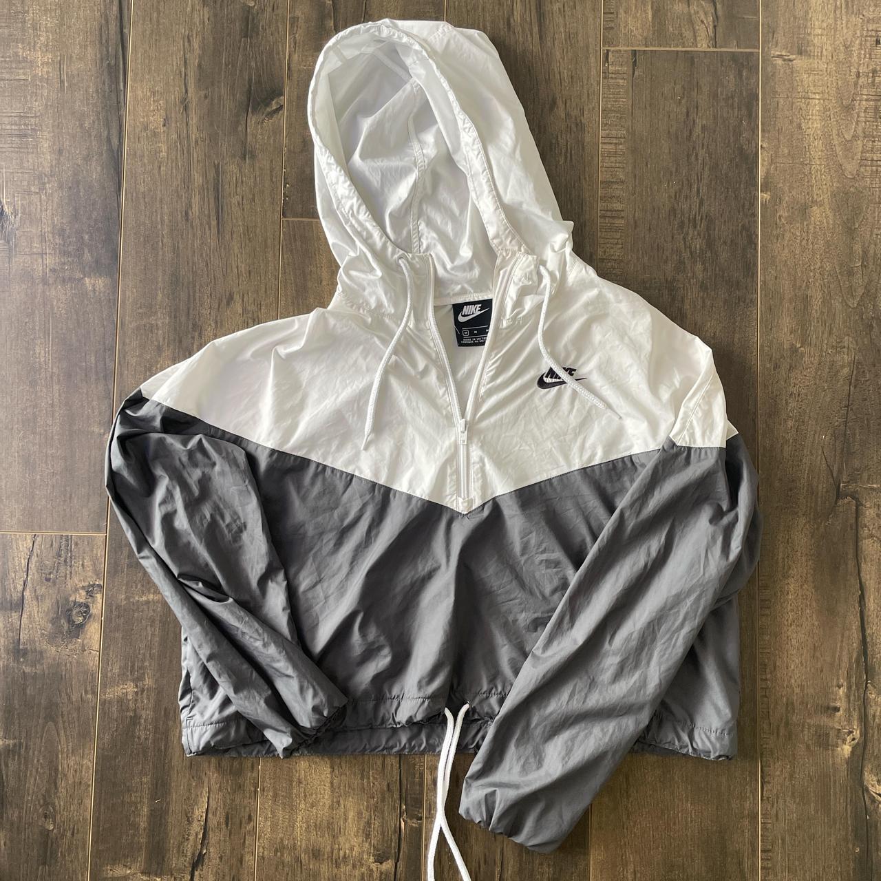 White and grey Nike cropped windbreaker windbreaker. Depop