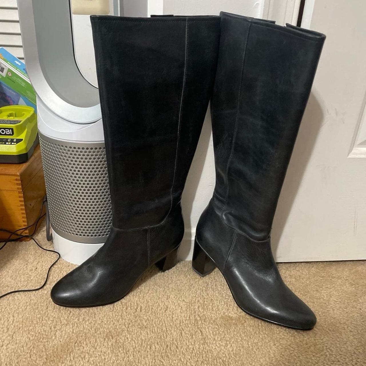 Lands end black leather boots hotsell