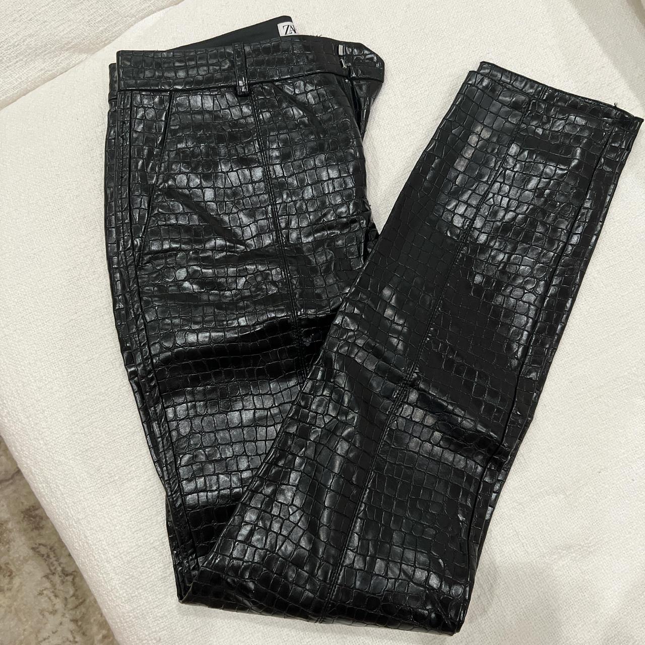 Croc Split Hem Leather Pants Zara Zara Collection Split Hem Pants