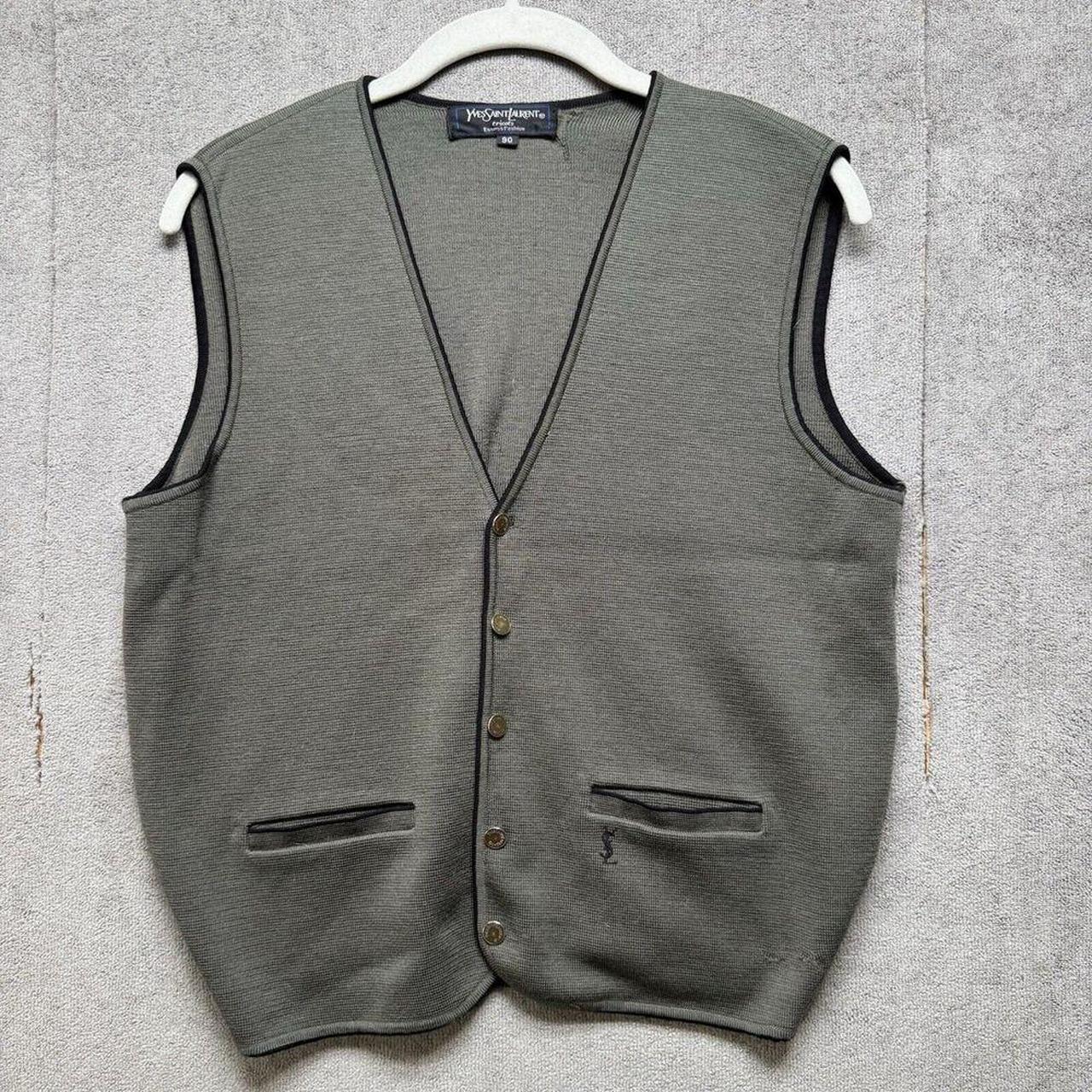 Yves Saint Laurent Men's Vest - Green - M – Vintage Yves Saint Laurent Vest Mens 90 …