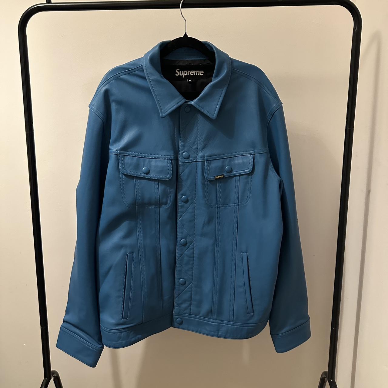 Supreme Leather Trucker Jacket. Blue. Holy grail