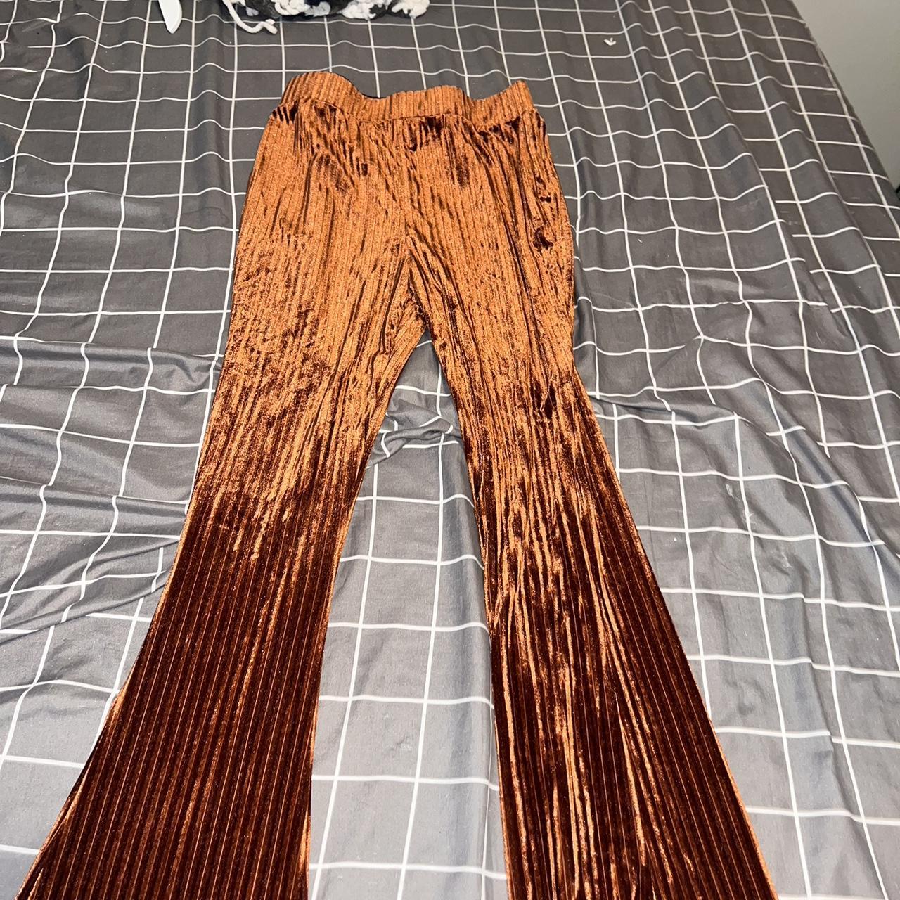 Orange velvet leggings Depop