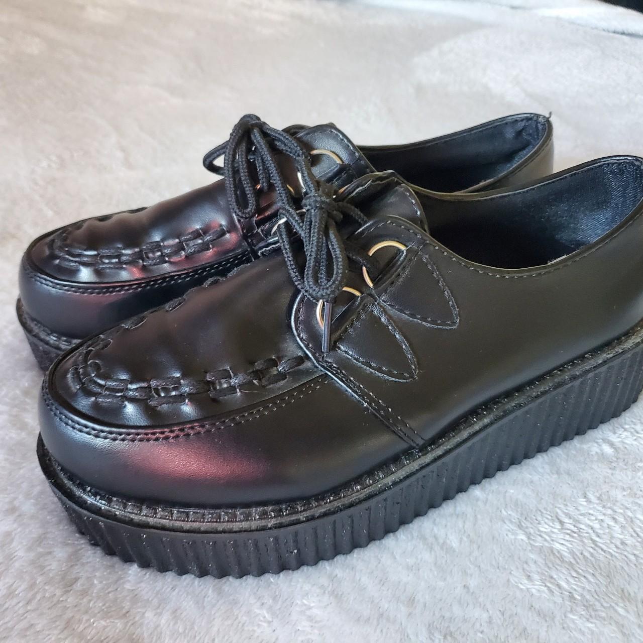 Black Leather Platform Shoes Like new, worn only... - Depop