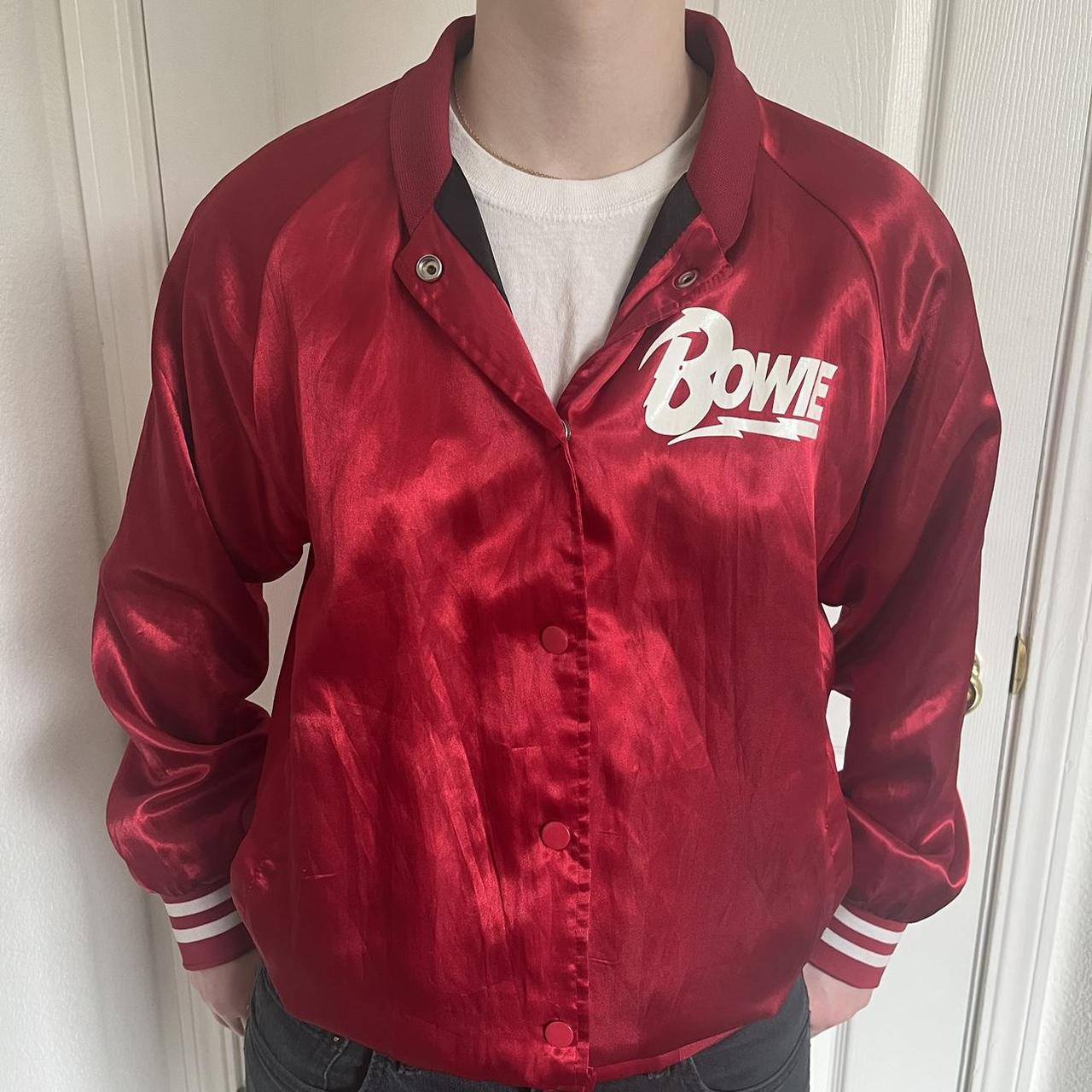 Vintage Bette & Court Red Patterned Bomber Jacket. - Depop