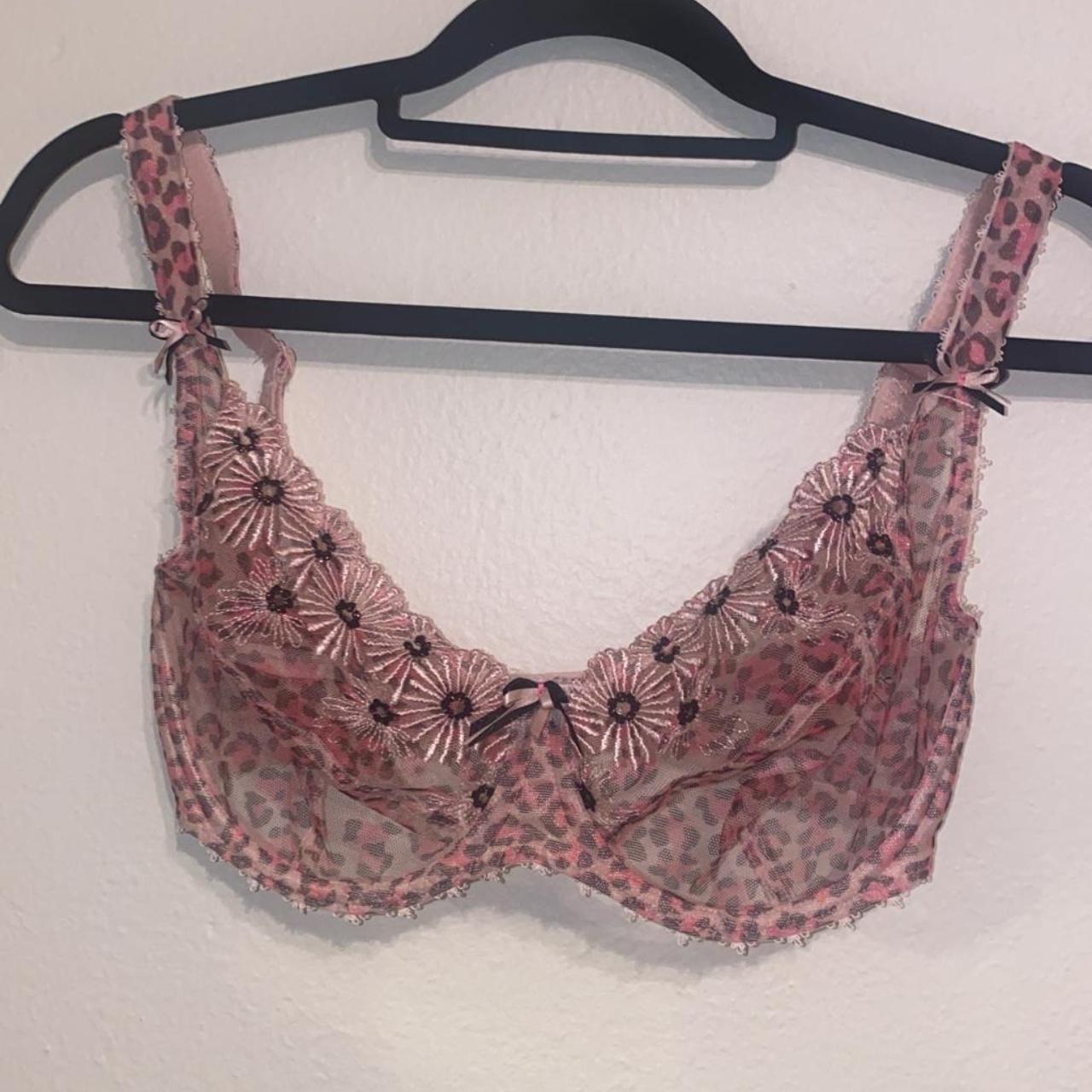 Sheer underwire. Cute animal print with floral... - Depop